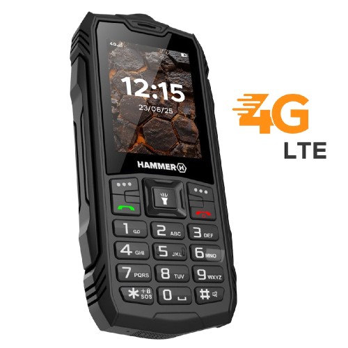 ΚΙΝΗΤΟ ΤΗΛΕΦΩΝΟ HAMMER ROCK LTE (TEL001069) ΑΔΙΑΒΡΟΧΟ & ΑΝΘΕΚΤΙΚΟ ΣΕ ΠΤΩΣΗ BLACK